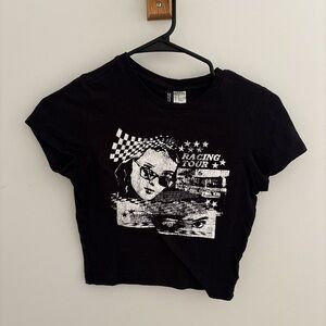 Black Graphic Crop Top